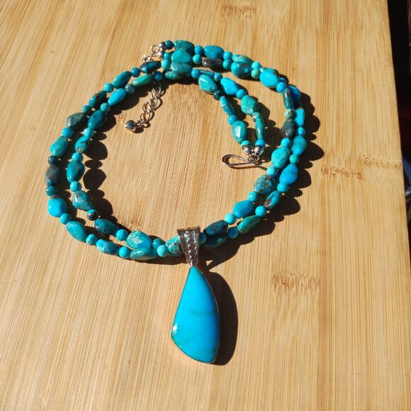 Jay King DTR Mine Finds Two Strand Turquoise Necklace with Pendant 925 Sterling - Picture 11 of 12